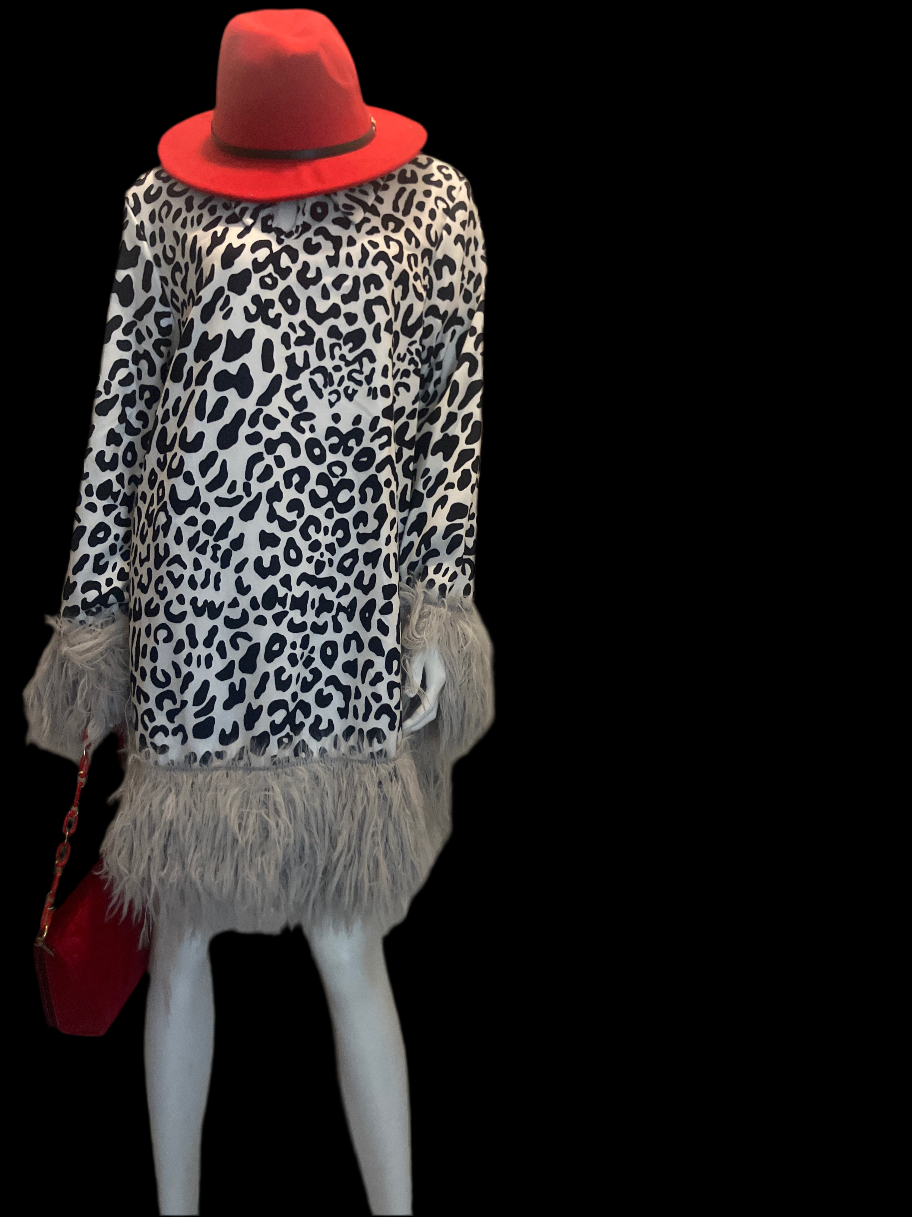 Black and white leopard print dress