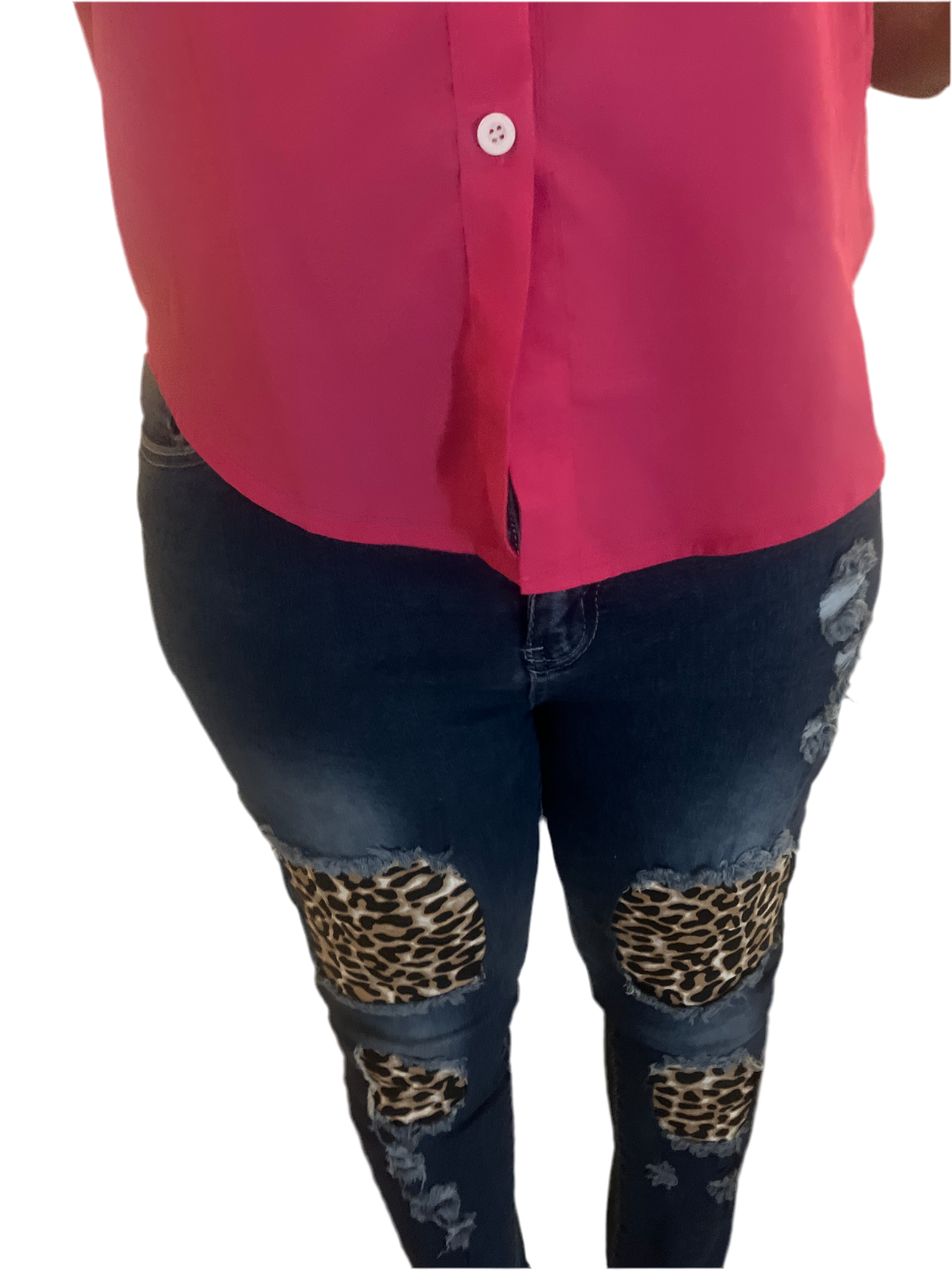 Animal print denim Jeans