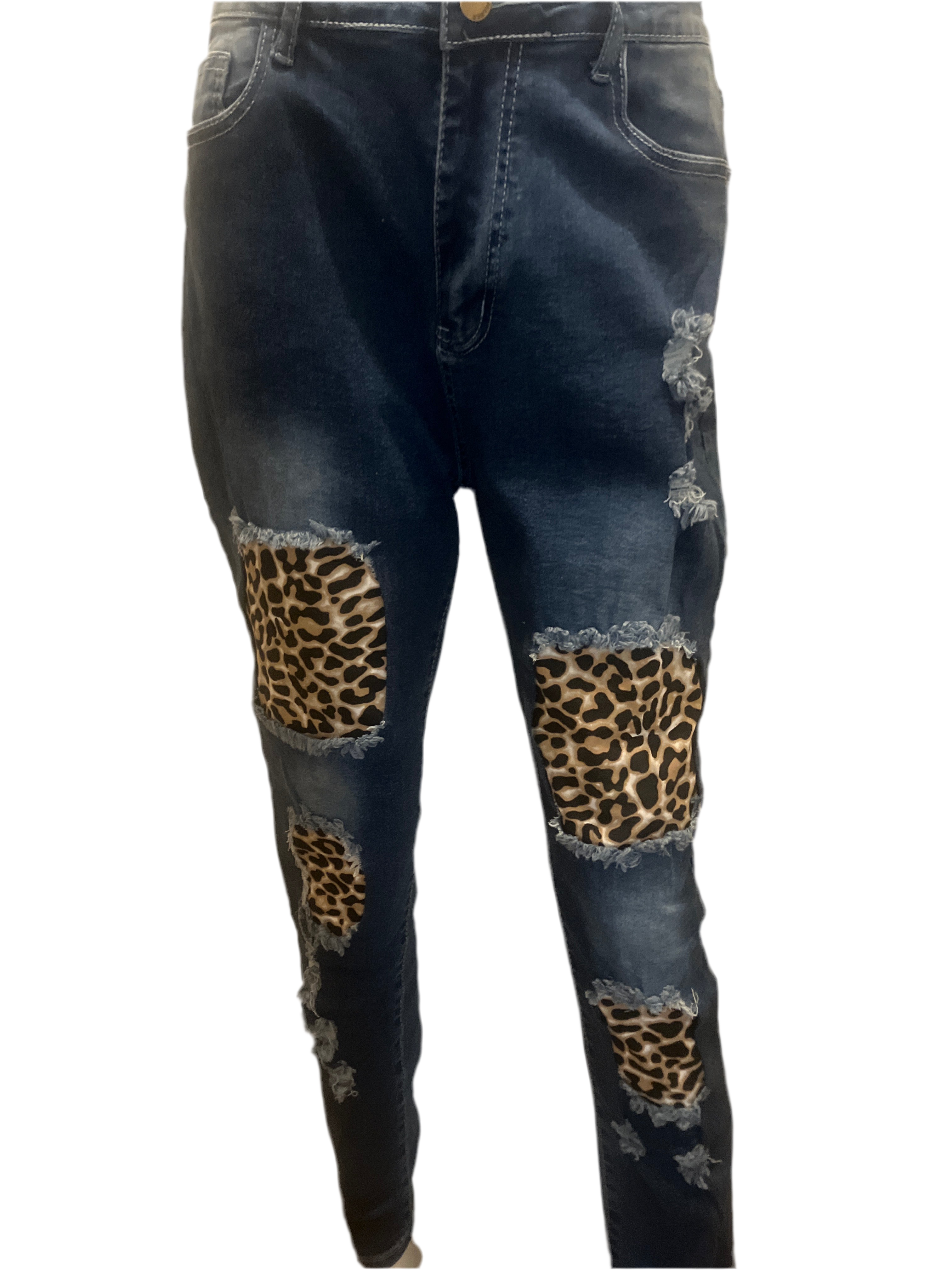 Animal print denim Jeans